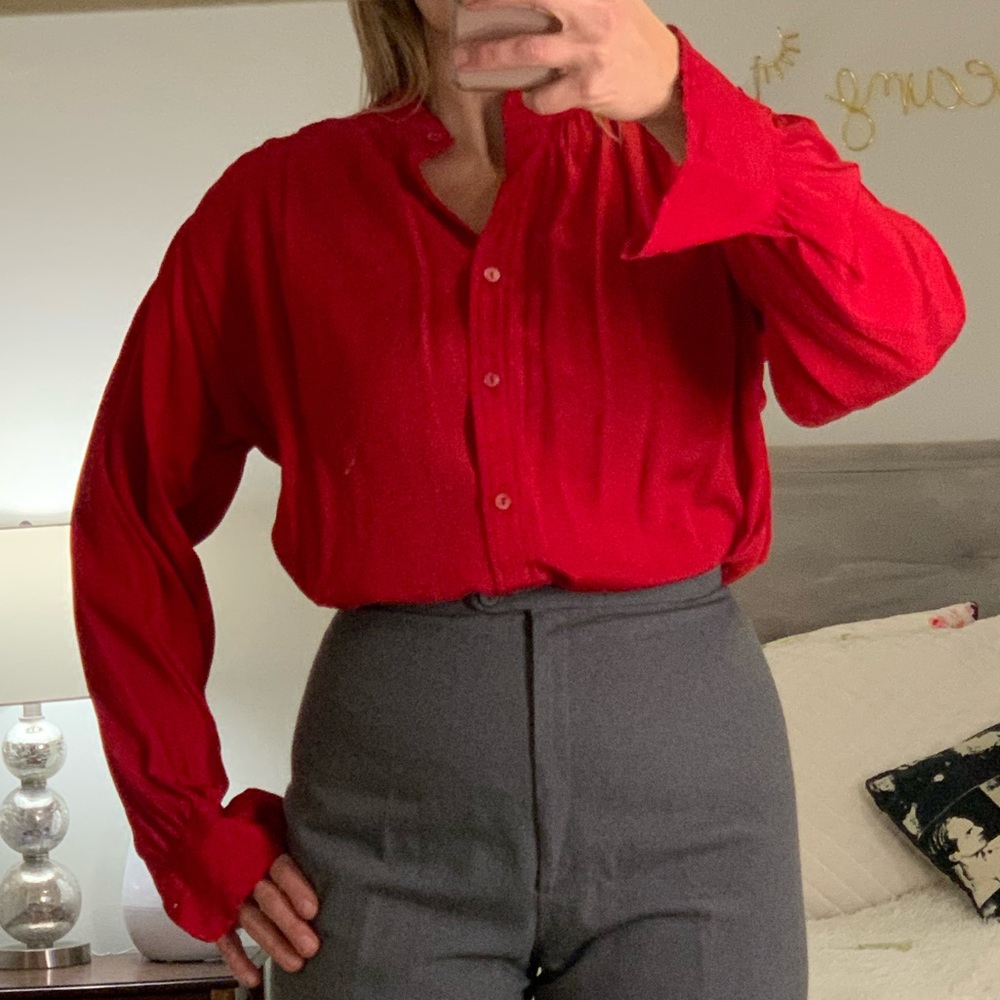 Yves Saint Laurent red silk blouse